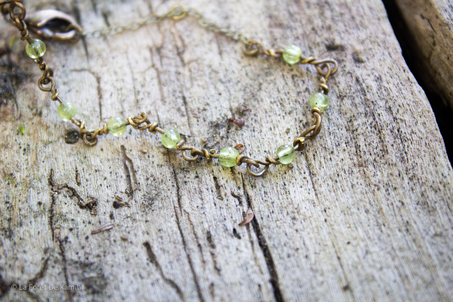 Bracelet perles de grenat vert