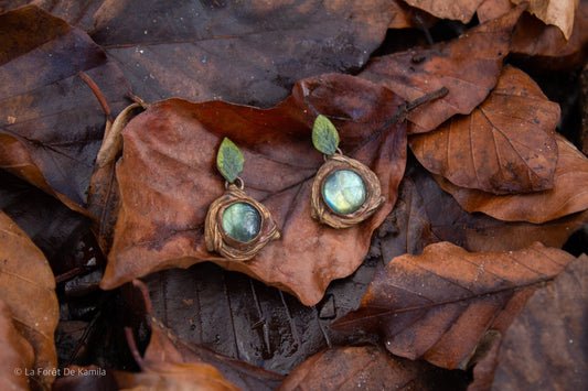Boucles d’oreilles « Therion » - bronze et labradorite