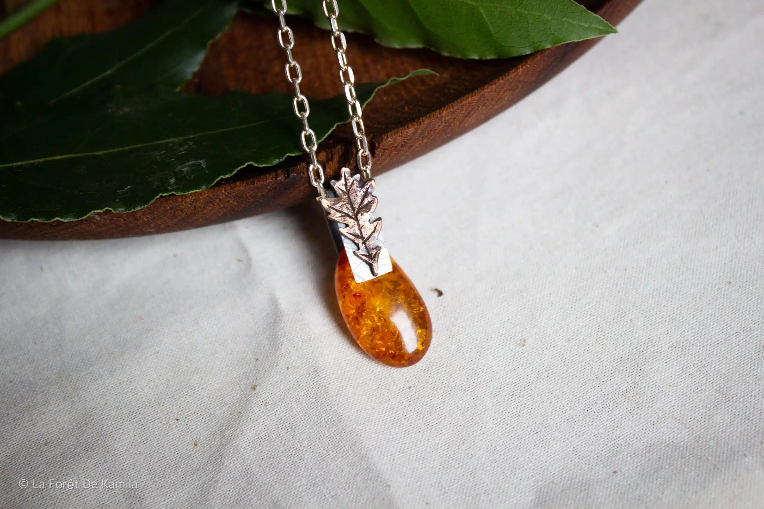 Pendentif Argent Massif Et Ambre De La Baltique - Pièce Unique