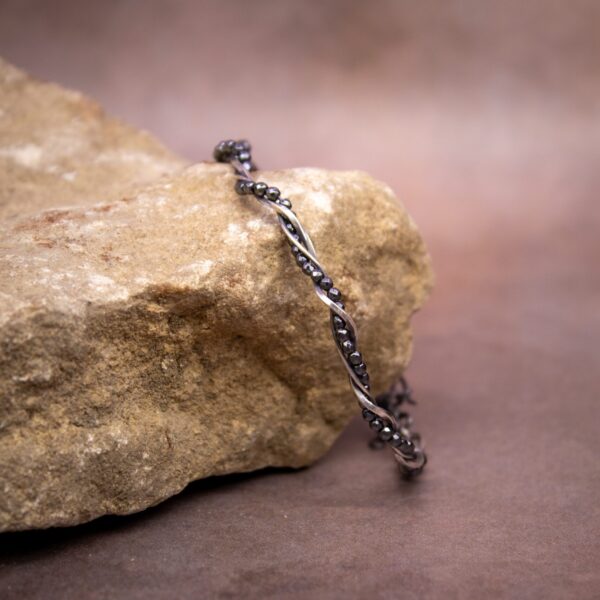 Bracelet de perles tressé - Argent massif et Hématite