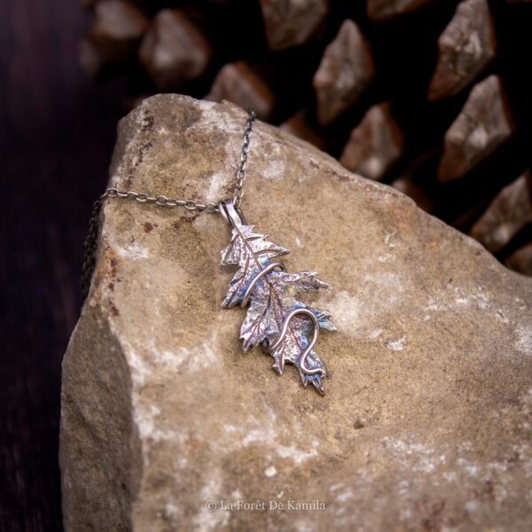 Feuille de chêne rouge d’Amérique – Argent massif 950