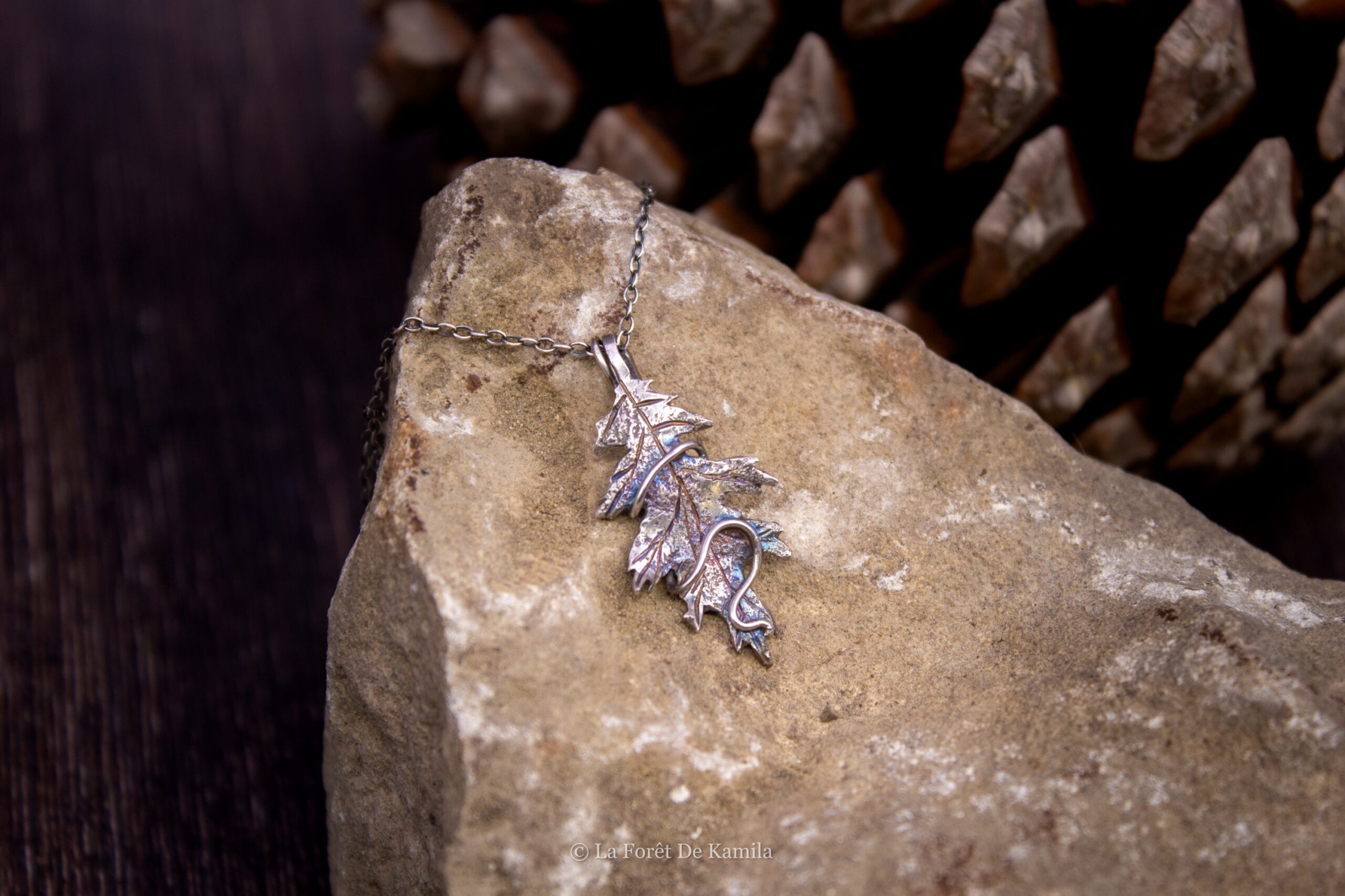 Feuille de chêne rouge d’Amérique – Argent massif 950