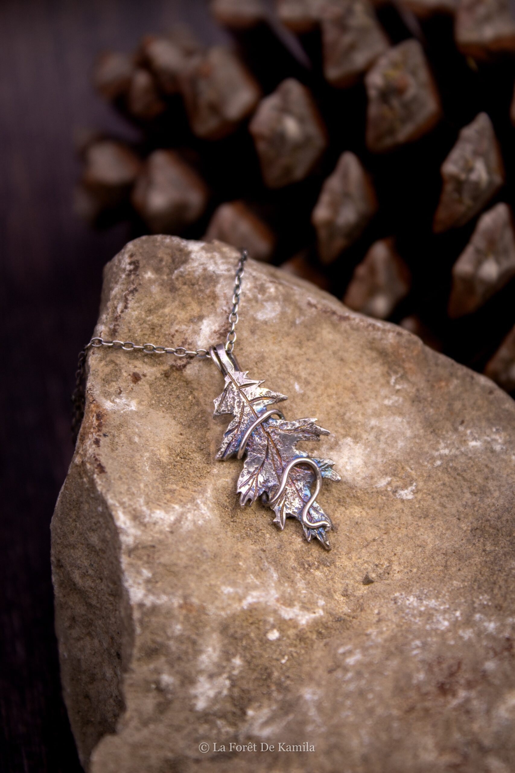 Feuille de chêne rouge d’Amérique – Argent massif 950 – Image 3