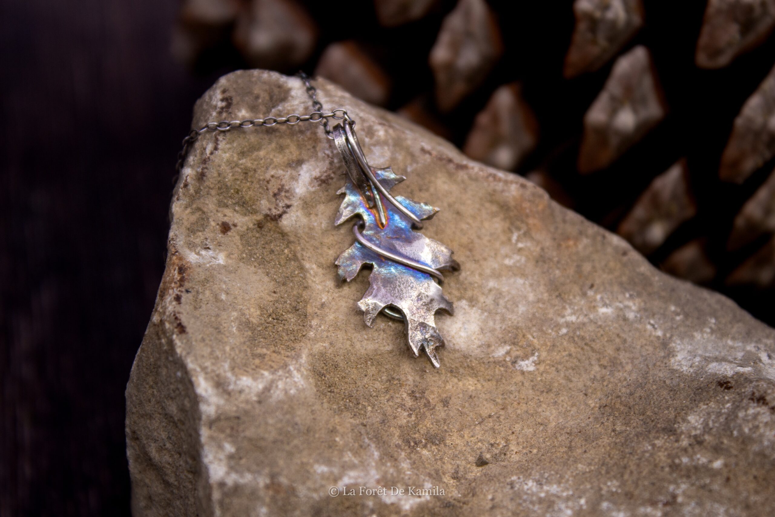 Feuille de chêne rouge d’Amérique – Argent massif 950 – Image 2