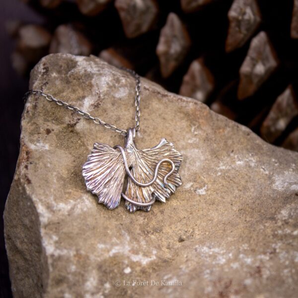 Feuille de ginkgo biloba – Argent massif 950