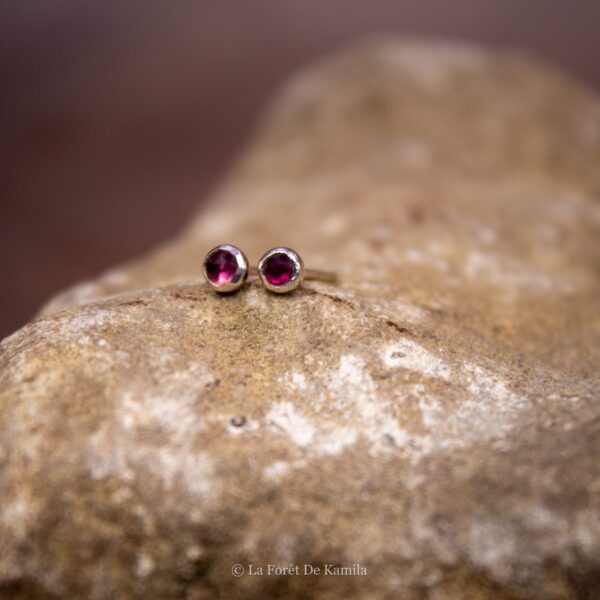 Clou Tourmaline rose et Argent massif